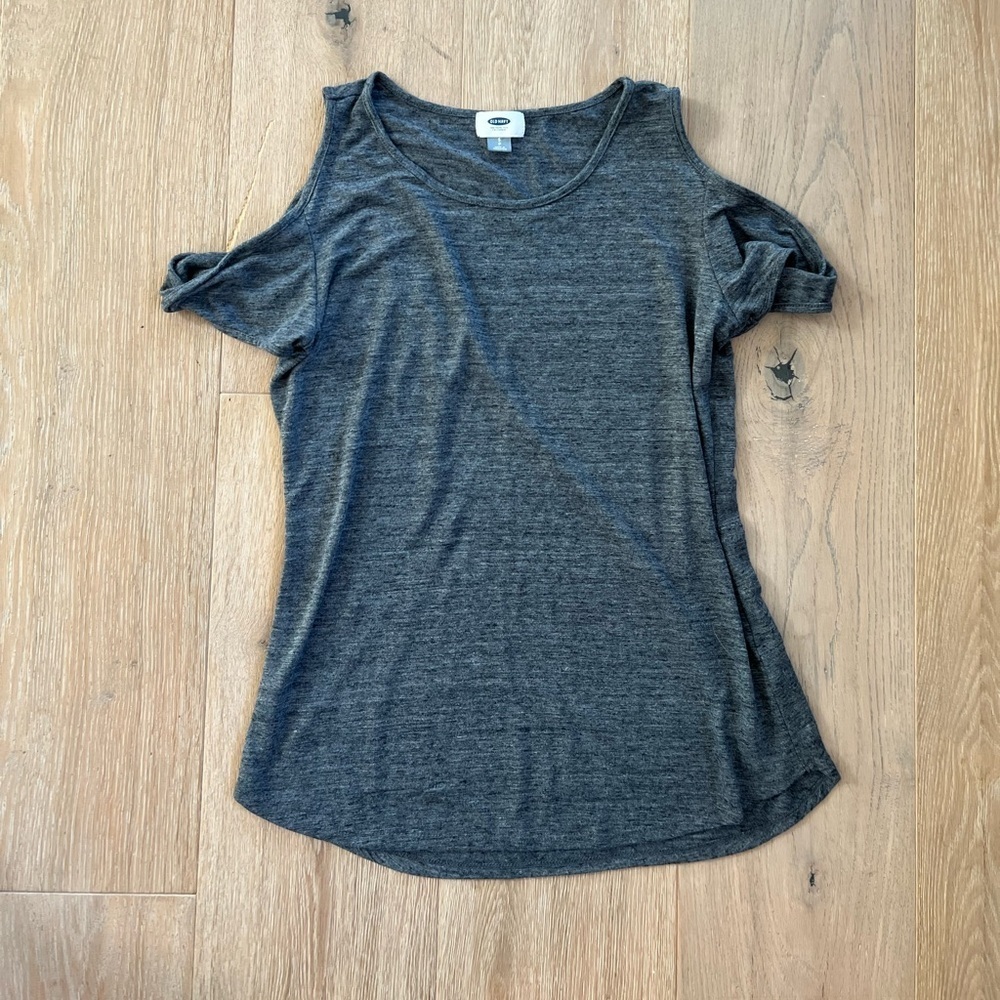 Old Navy Grey Twist Cold Shoulder Shirt Womens Small - Picture 12 of 12